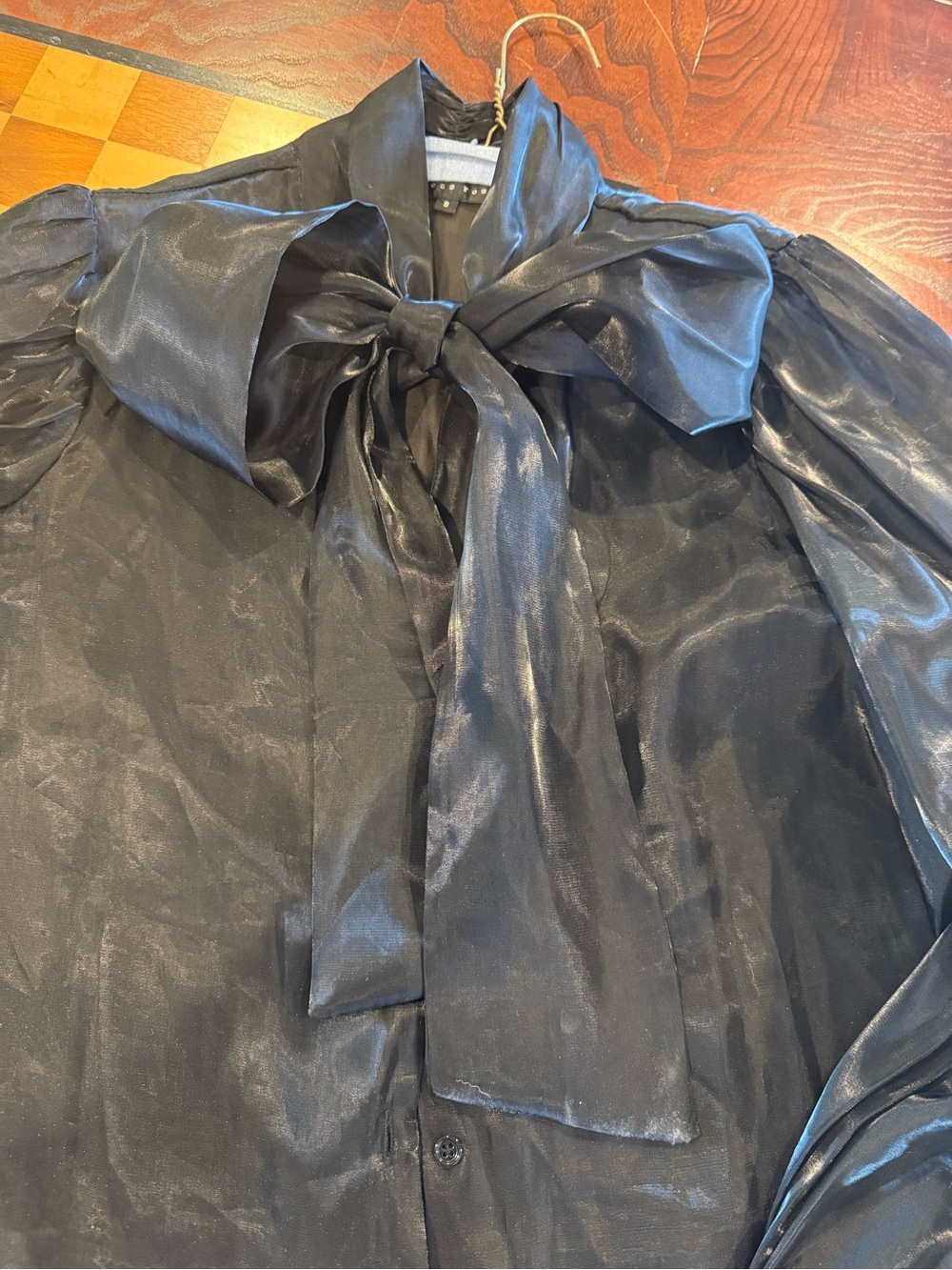 Endless Rose Black Organza Bow-Tie Blouse